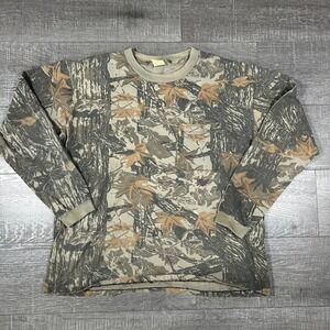Vintage Duxbak Realtree Camo Long Sleeve Pocket T-Shirt Mens XL Made in USA 0580